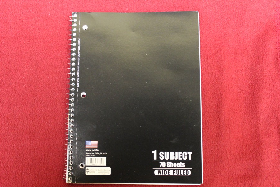 BLACK Wide-Ruled Spiral Notebook