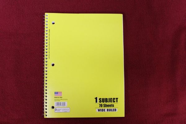YELLOW Wide-Ruled Spiral Notebook